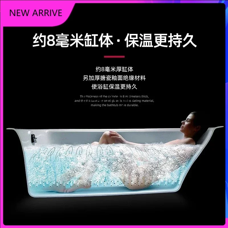 Cast iron enamel bathtub embedded 14-1.8 meters widened and deepened household small apartment bathroom large bath D1089