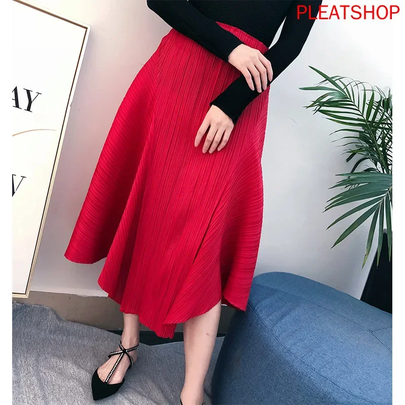 Miyake Pleated Skirt, Elegant Slimming Skirt, Large Size, Loose-Fit, New Style, Spring and Summer Style,