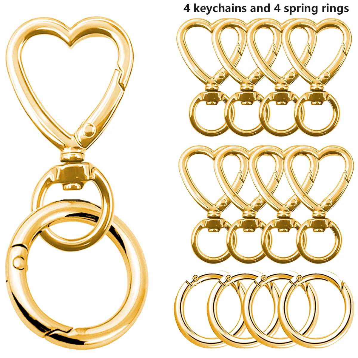 8/20PCS hartvormige metalen sleutelhanger: roterende sluiting sleutelhanger ronde karabijnhaak clip O-type veerhaak. Geschikt voor handtassleutels,