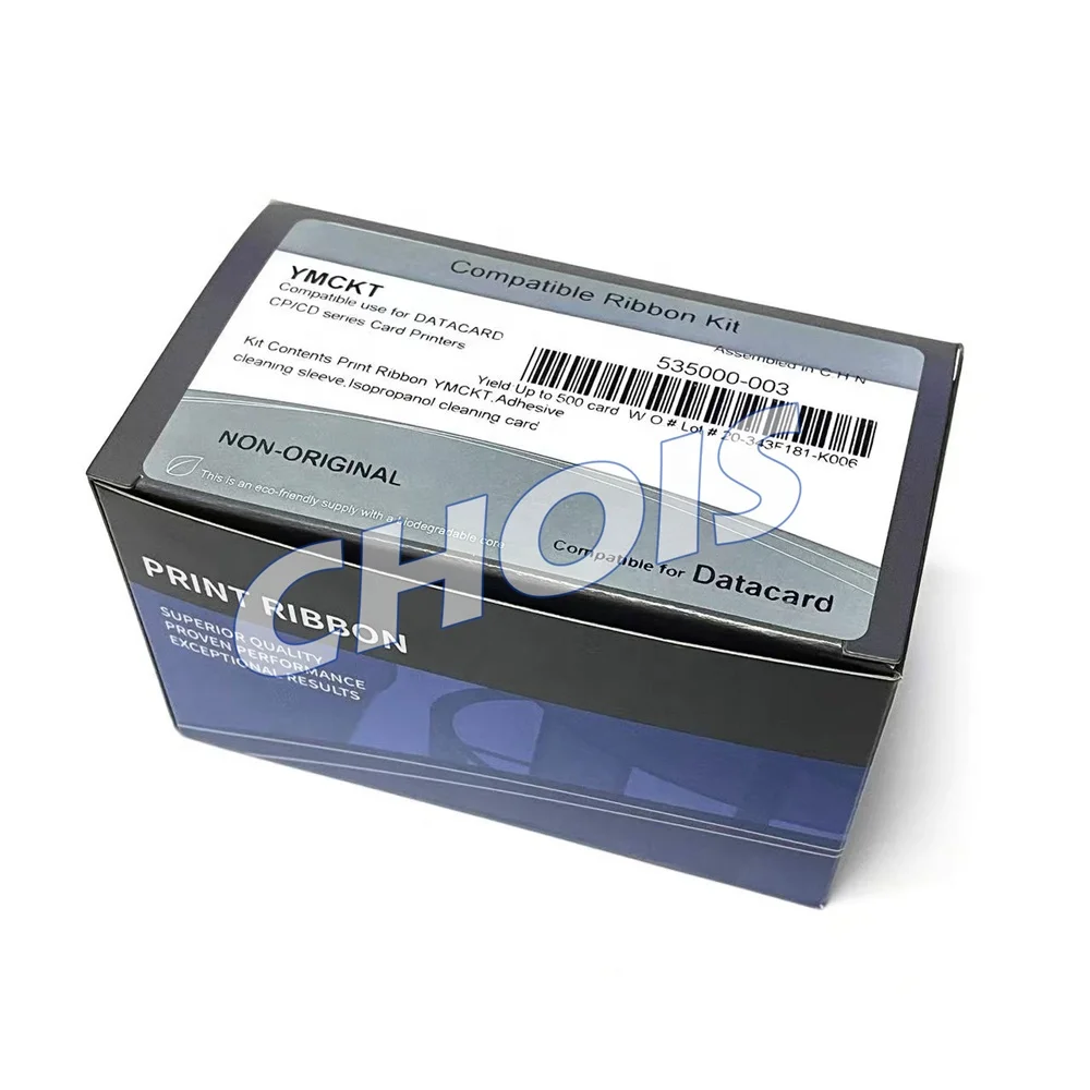 Low Price Compatible Datacard 535000-003 YMCKT Card Printer Ribbon, 500 Prints