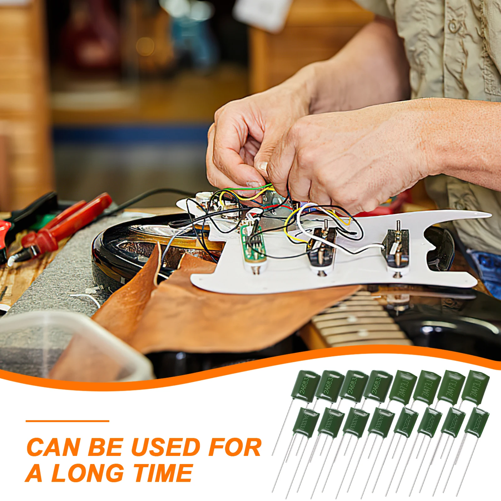 

16pcs Electric Guitar Capacitors 0.047 2A473J 0.022 2A223J 0.033 2A333J 0.068 2A683J Bass Guitar Tone Capacitors Replacement