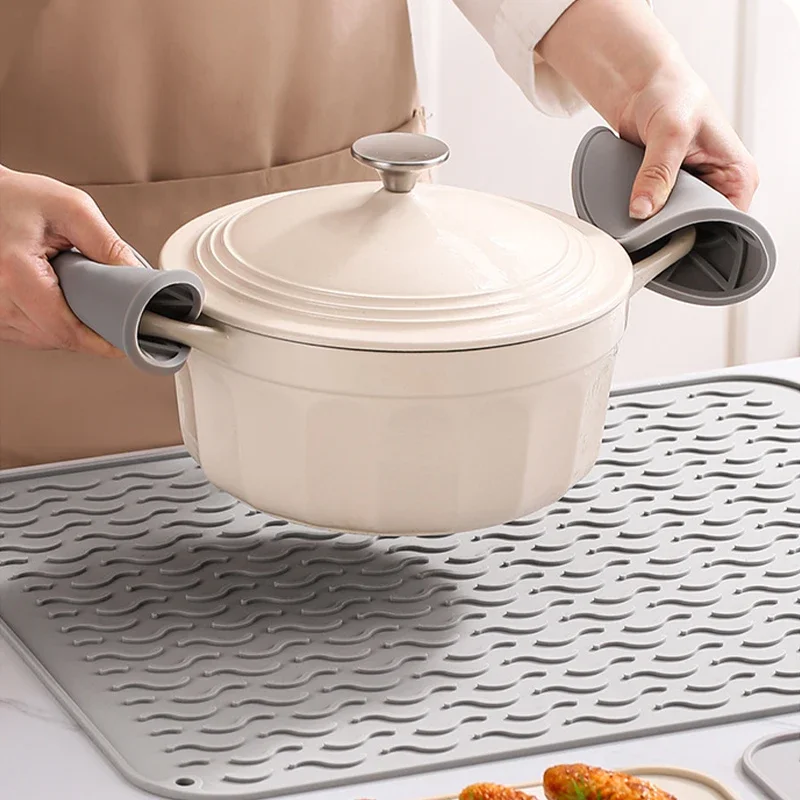 Estera aislante para banco de cocina, alfombrilla de silicona resistente al calor para mesa de comedor, cuenco y taza, antideslizante