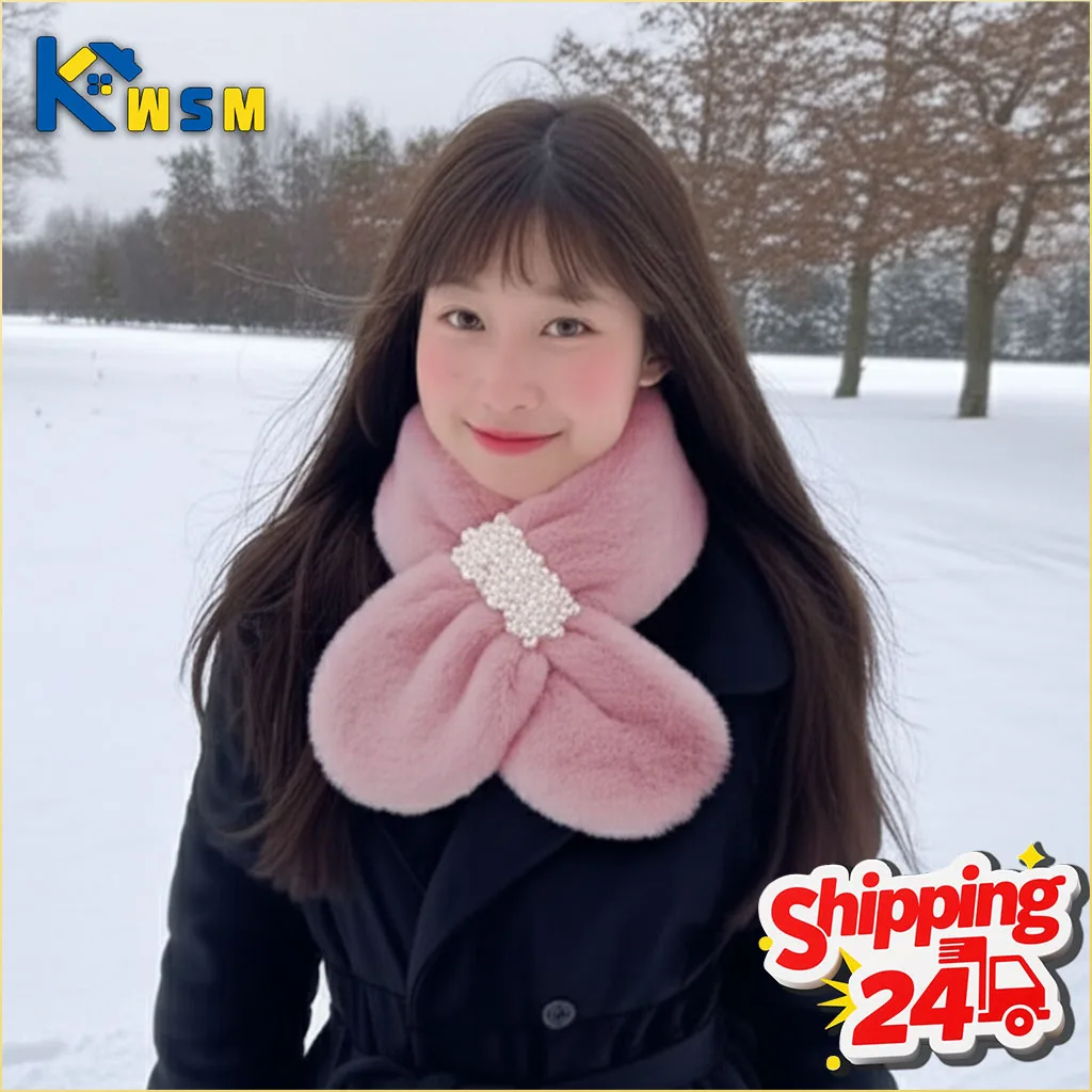 المرأة الشتاء فو الأرنب الفراء وشاح دافئ لينة الرقبة أدفأ الكورية نمط طوق دافئ الرقبة شال لخريف شتاء الإكسسوارات