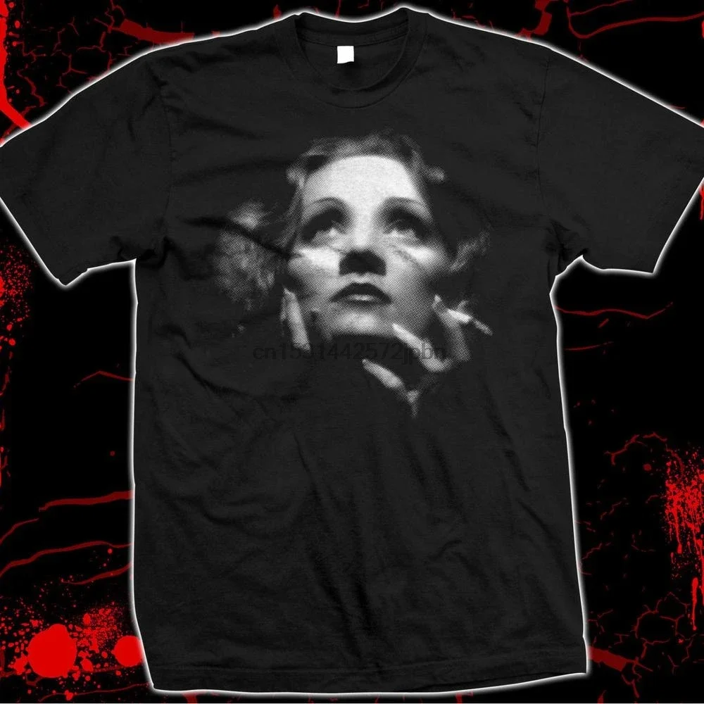 

Предварительно сжатая футболка из 100% хлопка с ручным экраном Marlene Dietrich