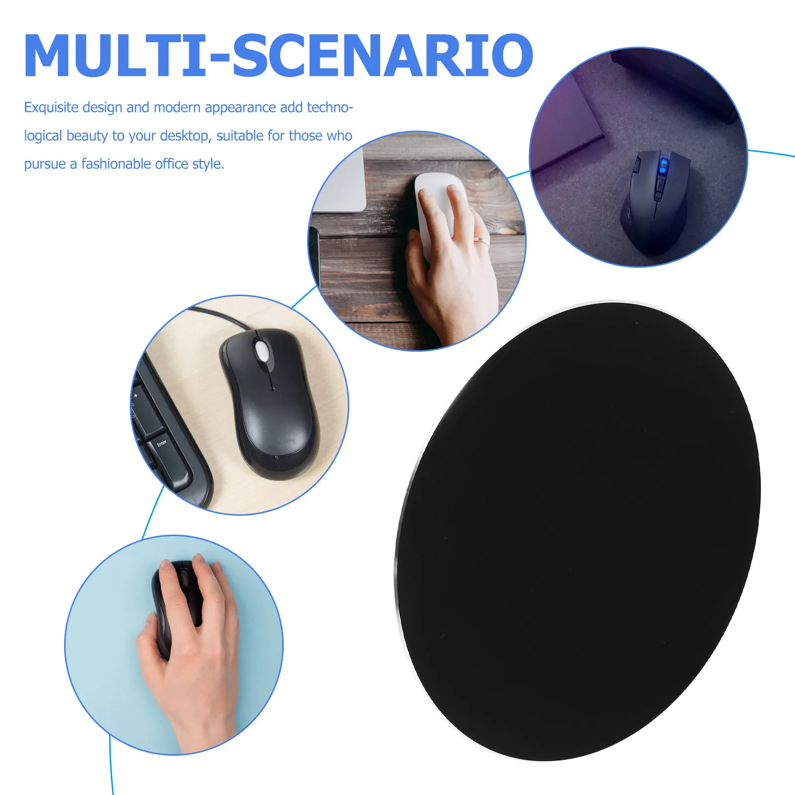 Black Aluminum Alloy Hard Mouse Pad Double-Sided Waterproof Metal Mouse Mat Fast Accurate Control Office Bed Desk Use view 5