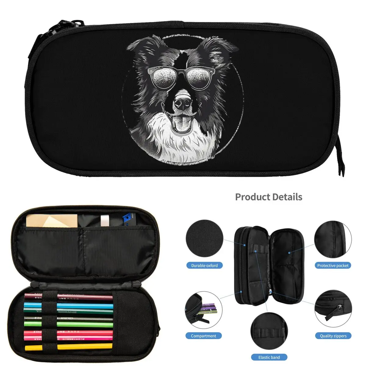 

Пеналы бордер-колли для школьников, школьная коробка для ручек, сумка для карандашей, большая вместительная сумка для карандашей, держатель для ручек