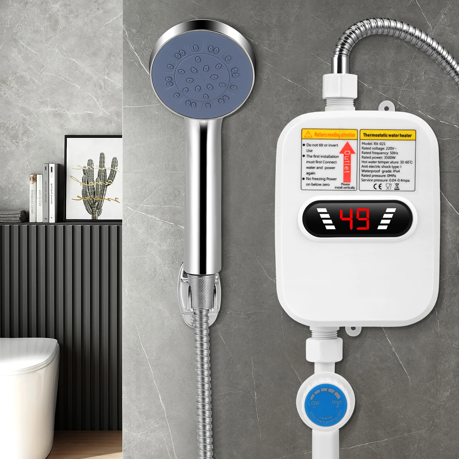 Mini chauffe-eau électrique instantané 3500W, douche d'eau chaude, ensemble de douche thermostatique, petite cuisine, salle de bain, ménage