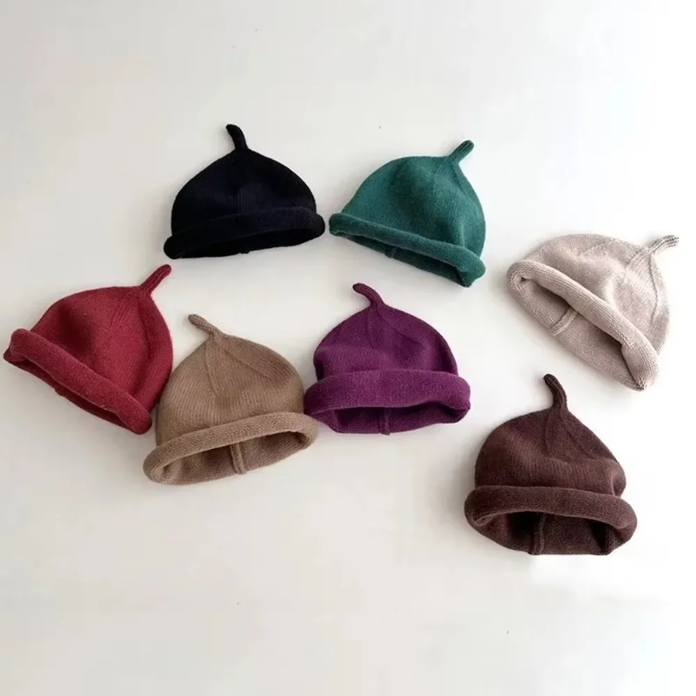 

Cute Solid Color Winter Hats Knitted Thick Crochet Bonnet Photography Props Winter Warm Children Beanies Cap