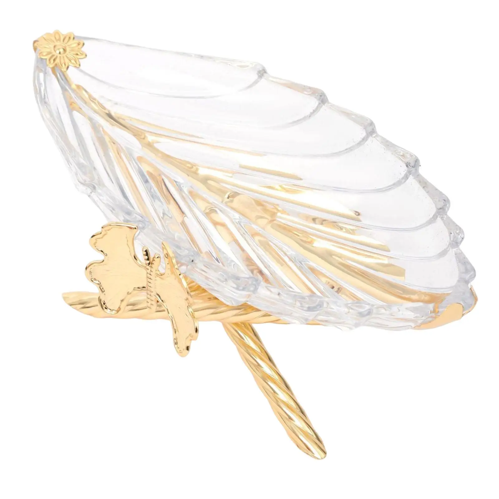 Decorative Glass Leaf Tray Snack Dish Gold Serving Platter for Elegant Coffee Table and Gifts