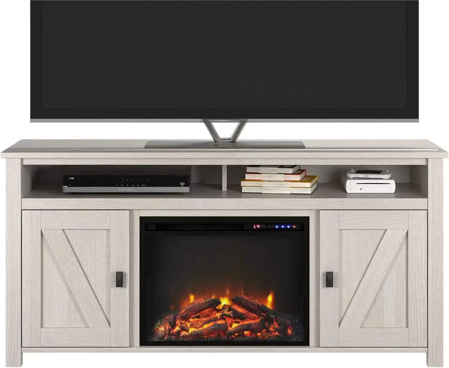 American Farmington  Fireplace TV Console,  Console for s up to 60 ", Ivory Pine