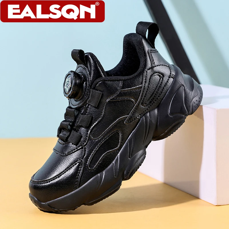 Lightweight Kids Black Sneakers Breathable Mesh Non-Slip Sport Running Shoes for Boys Girls School Walking Size 30-40