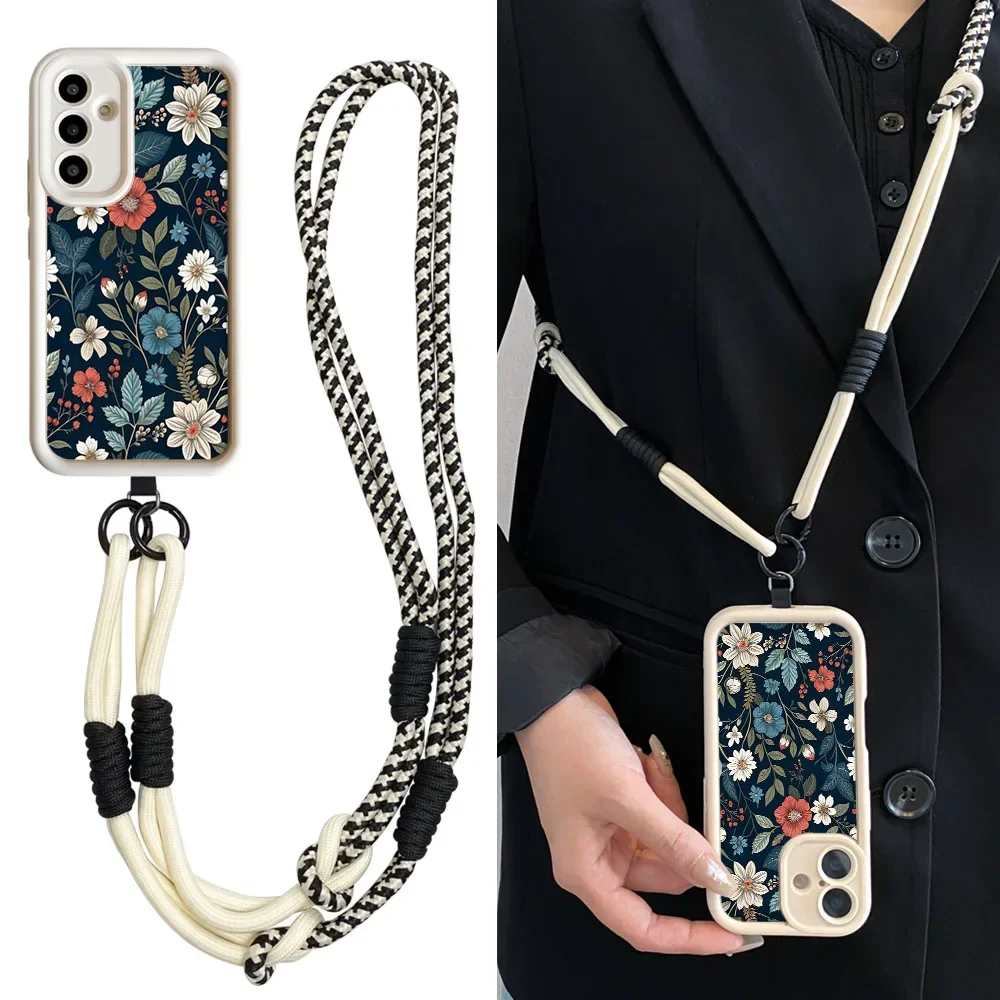 Ypm5 زهرة النباتات Crossbody حبل طويل الحبل الحال بالنسبة آيفون 16 15 14 13 12 11 17 برو ماكس XS ماكس XR 7 8 زائد غطاء الهاتف