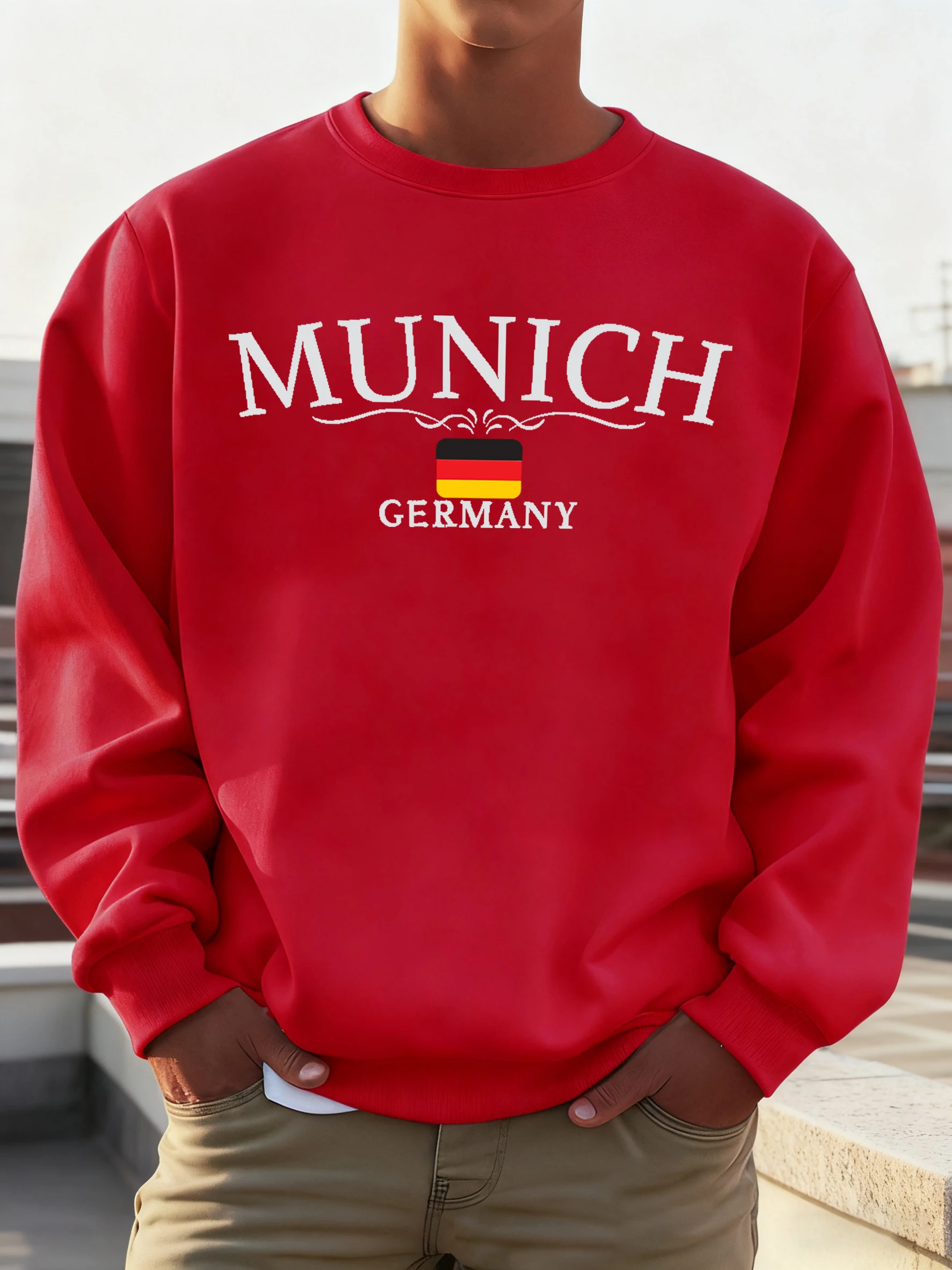 ميونيخ ألمانيا العلم طباعة البلوز للرجال بلوفرات الصوف عادية الهيب هوب س الرقبة طويلة الأكمام الخريف الملابس الدافئة فضفاضة #3