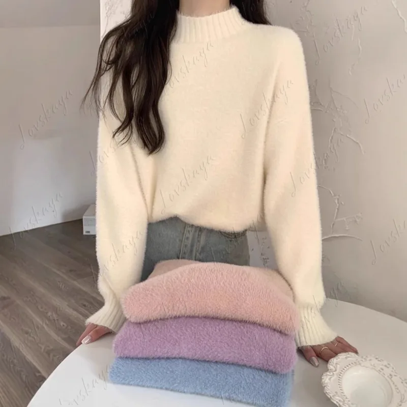 

The Sweater Girl Thickens The Autumn and Winter Temperament, Warm and Fleece, and Wears A Lazy Loose Semi-turtleneck