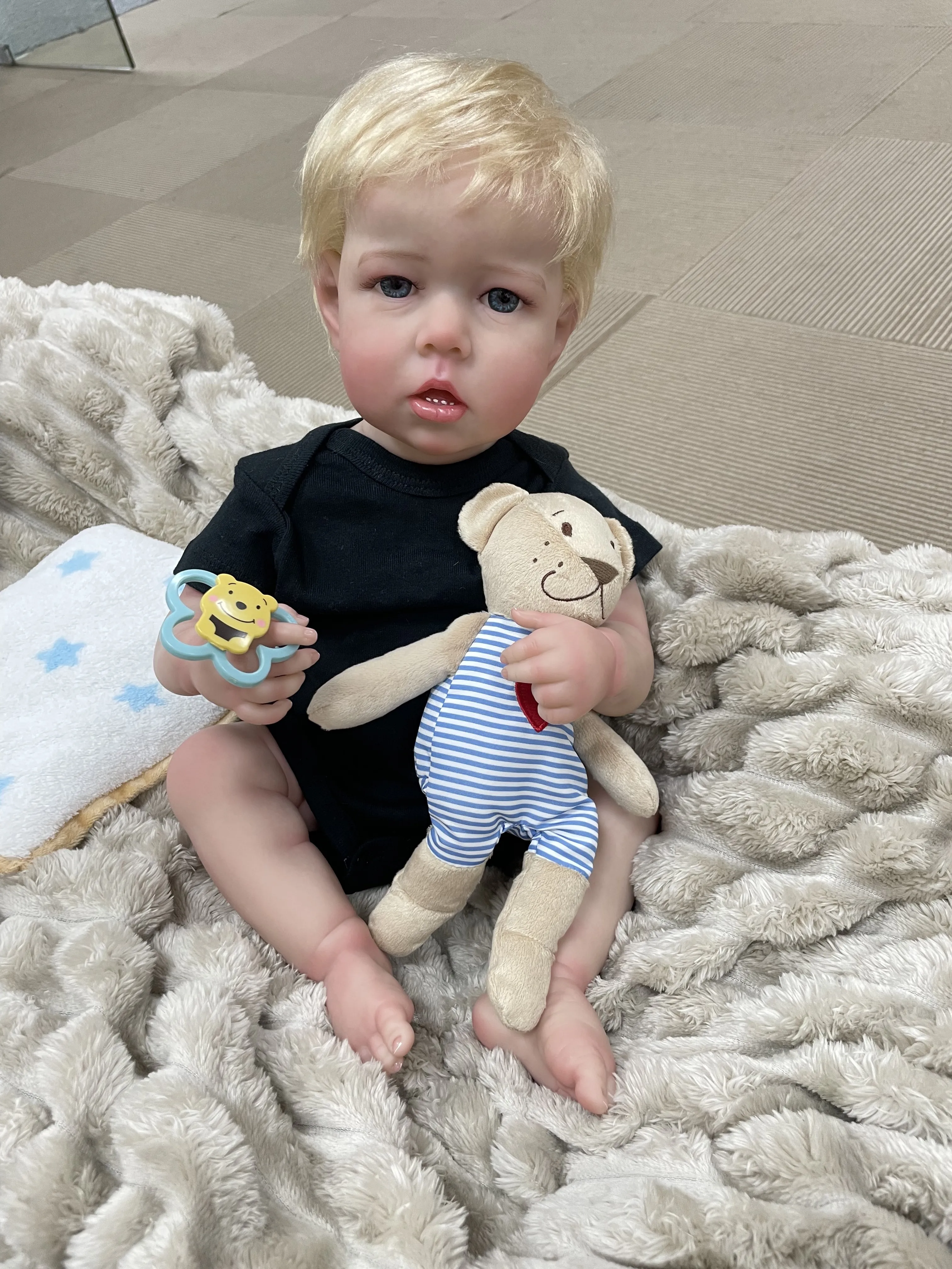 Cokela 22 inch/55 cm pasgeboren babypop herboren zachte herboren babypop 3D huid met zichtbare aderen handgemaakte modepop