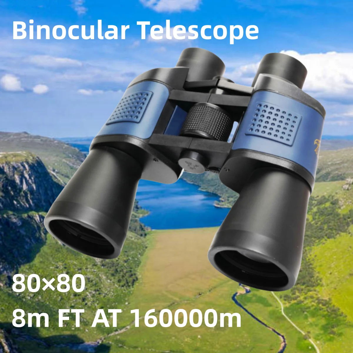 

80x80 Telescope Binoculars BAK4 Prism Waterproof with Compass and Carrying Lanyard Red Film Telescope for Hunting Camping Travel