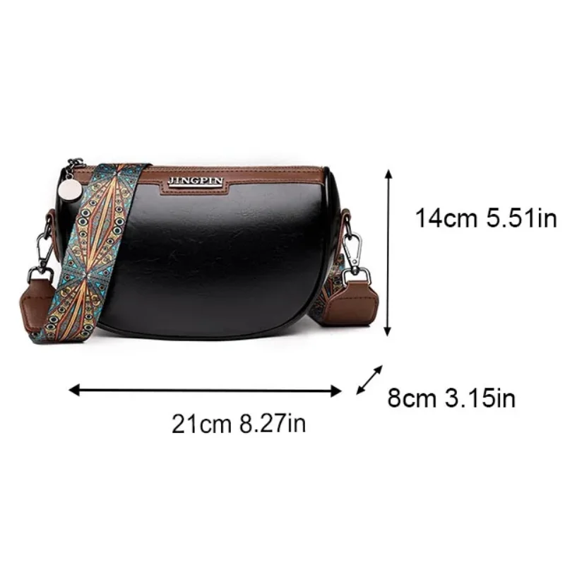 New Women Fashion Large Capacity Shoulder Bag Wide Shoulder Strap Crossbody Bag PU Leather Pillow Bag