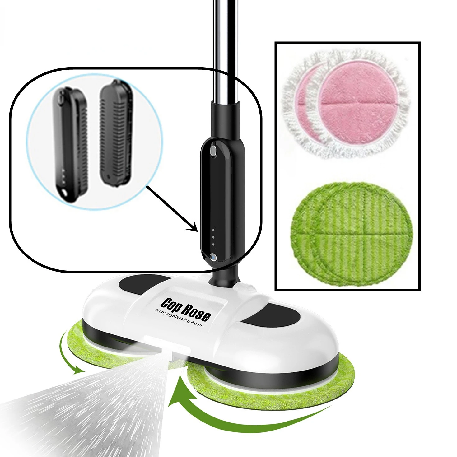 

F528P cordless electric spin mop brushes, multi functional electric mop, automatic dual spinning mop