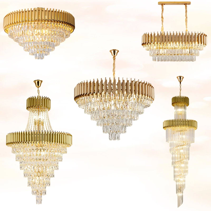Modern Custom Metal Round Large Nordic Chandeliers Bedroom Living Room Pendant Ceiling Light Led K9 Luxury Crystal Chandelier