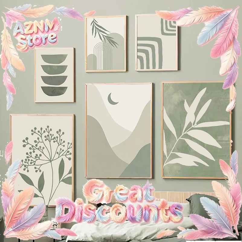 2026 Plant Leaves Rainbow Geometry Abstract Boho Wall Art Canvas Painting Nordic Posters & Prints Wall Pictures For Living Room 