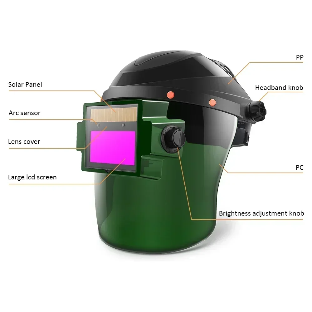 Imagem -05 - Máscara de Soldador Preta Escurecimento Automático Solar à Prova de Respingos Máscara de Soldagem de Segurança Capacete de Soldador Alimentado por ar Tampa Protetora de Soldagem 1112