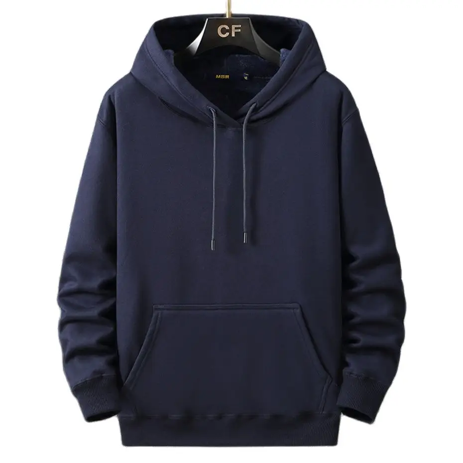 800g Heavy Weight Fashion Men\'s Hooded New Autumn/Winter Casual Thick Cotton Plus Size L-12XL Top Solid Color Hooded Sweatshir