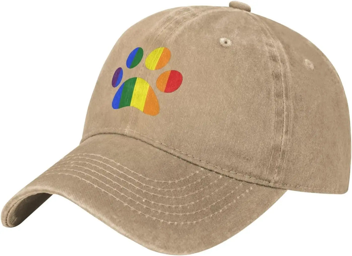Rainbow-Paw-Print-Baseball-Cap-Pride-Gay-Lesbian-Gift-Cotton-Dad-Hat-Adjustable-Casual