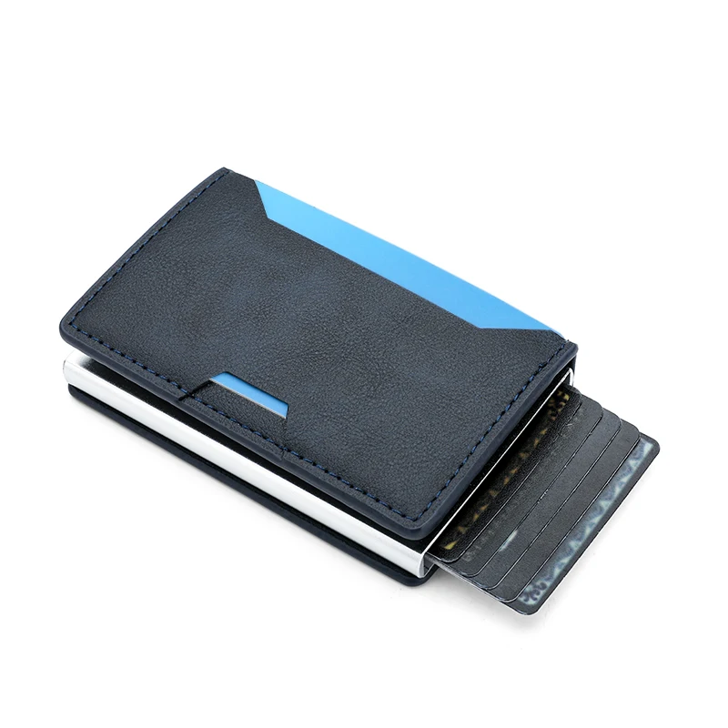 Rfid Aluminum Men Wallet Card Holders Purse Carbon Fiber Men Business Slim Thin Smart Wallet Credit Cardholder Case Note Holder