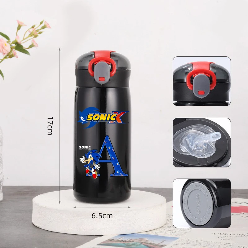 

460ml Sonics Stainless Steel Insulated Cup Girl Boy Water Cup Large Capacity Water Bottle Child Straw Drinking Bottle Gift New