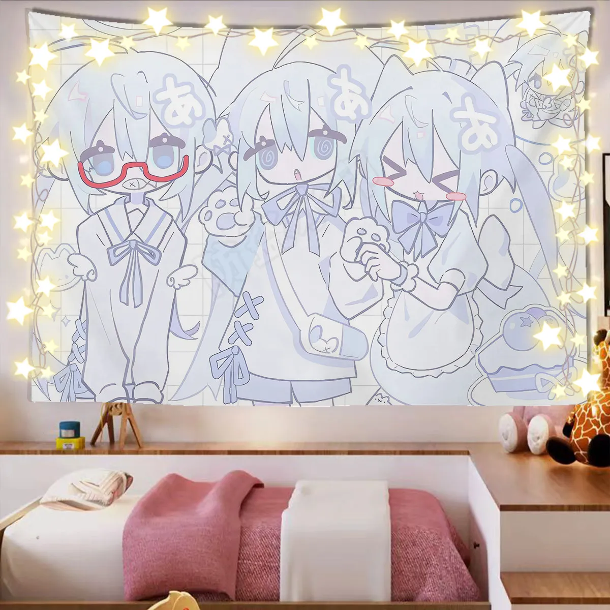 VIKAMA 2D Girl Bedroom Tapestry Soft Cute Wall Hanging for Girls Room