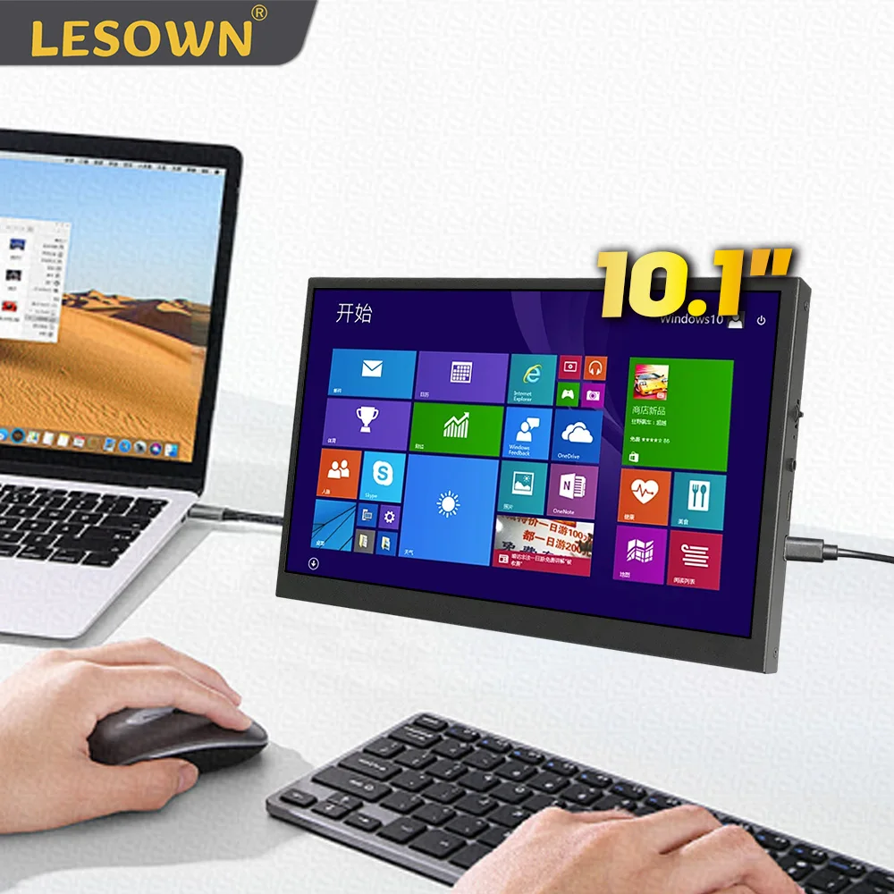 

LESOWN Auxiliary Portable Display 10.1 Inch 1024×600 IPS Laptop Side Extended Screen for Laptop PC Xbox Switch PS4 Raspberry Pi"