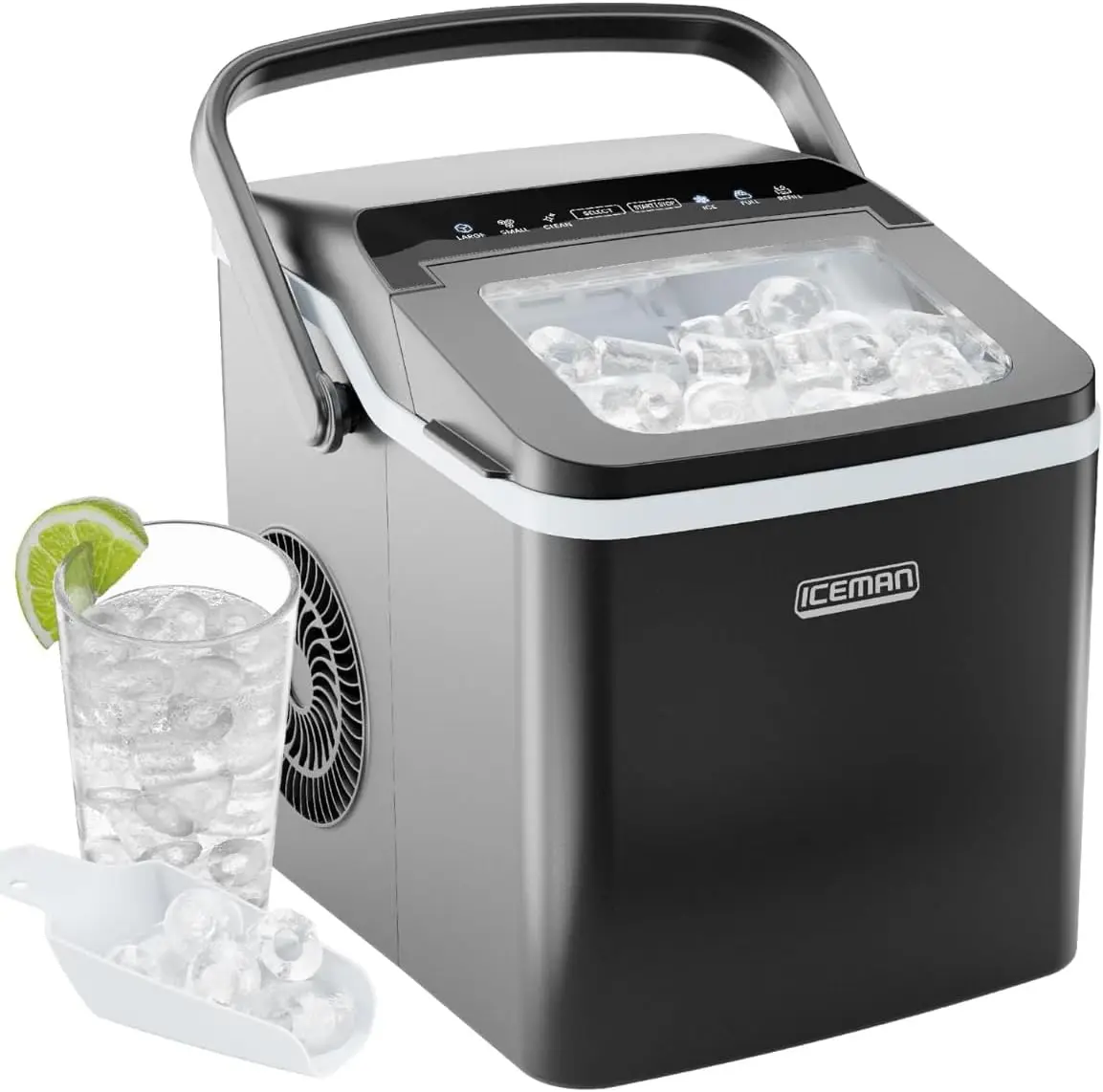 

Dual-Size Ice Maker Countertop - Portable Ice Machine, Large and Small Ice Machine Maker with Self Cleaning, 9 Cubes in 7