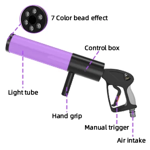 Yiflamefly 1/2Pcs LED RGB Atmosphere Props Smoke Gun Dry Ice Gun Carbon Dioxide Column Gun For Bar Wedding Business Show Party