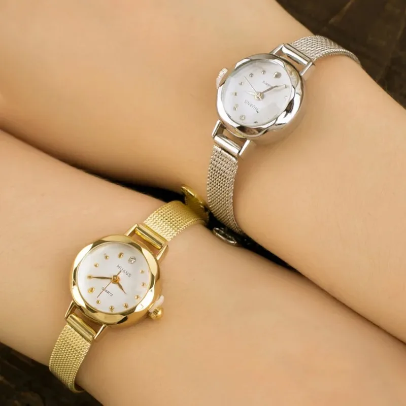 Relojes de moda para mujer, reloj de pulsera de cuarzo informal dorado para mujer, relojes de vestir de acero inoxidable con malla metálica, reloj femenino