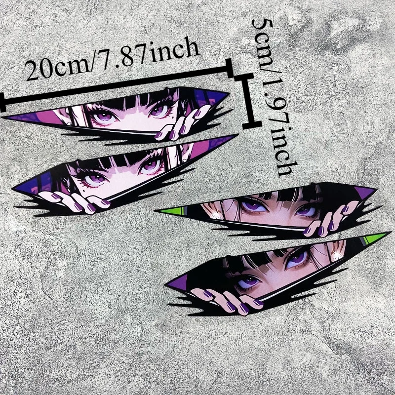 1pair Anime Eyes JDM Motorcycle Stickers Waterproof Vinyl Decals For Motorbike Front Fairing Side Panels Fuel Tank Scooter Decor