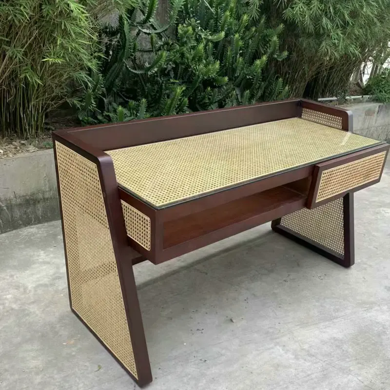 Home Simple Modern Bedroom Rattan Desk Bedroom Study Double Desk Children's Study Table