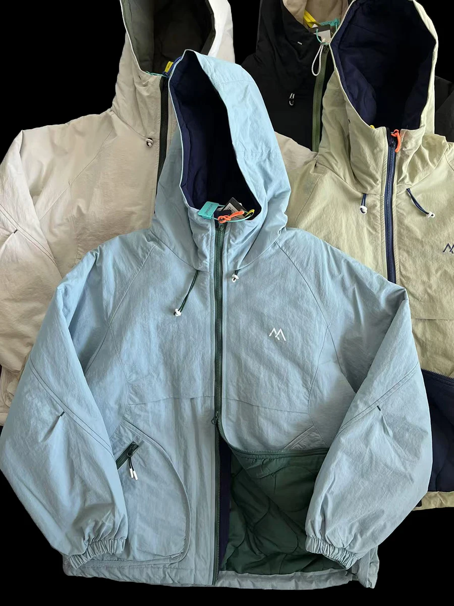 

Trendy Brand Outdoor Windproof Water-resistant Thiened Cotton Jaet Hooded Spor Coat Youth ular Nylon Fabric Long Sve