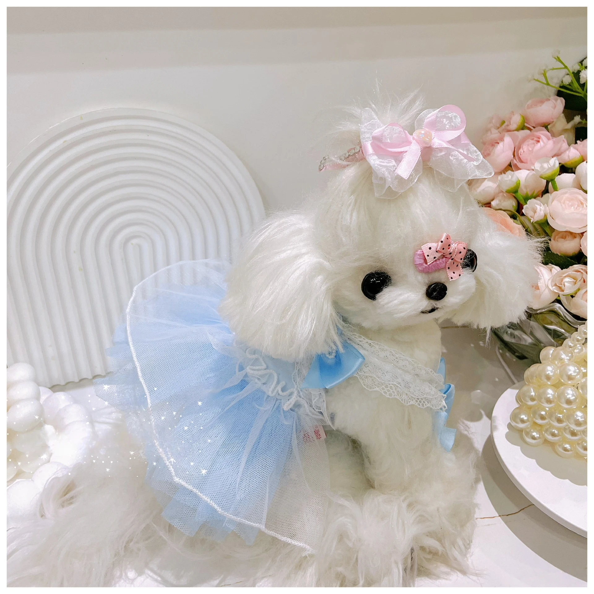 

Pet Dog Cat Clothes Princ Sle Summer Dr for Dogs Lace Trim Puffy Skirt Yorkie Lolita Ball Gown Doggie Vest Base Sle Style