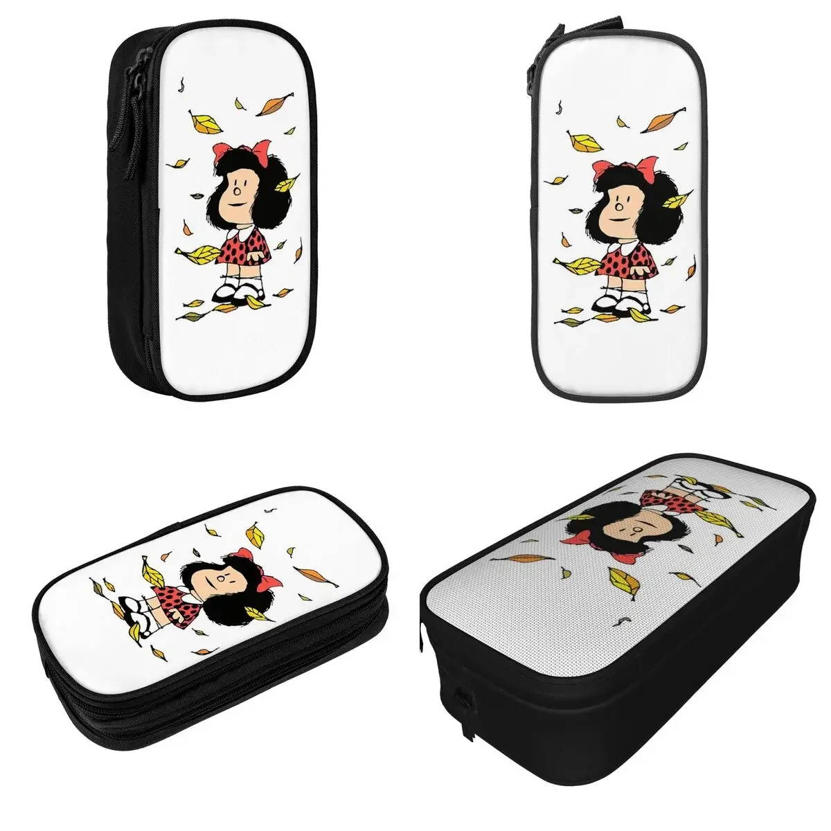 Mafalda Autumn Leaves Quino Comic Argentino Pencil Case New Pen Box Bags Girl Boy Large Storage School Supplies Pencilcases