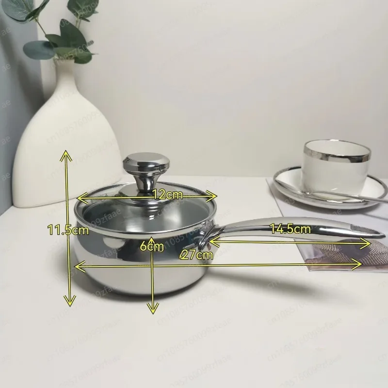 

Three-layer steel integrated milk pot 18-10 stainless steel material, mini cooking noodles/butter pot