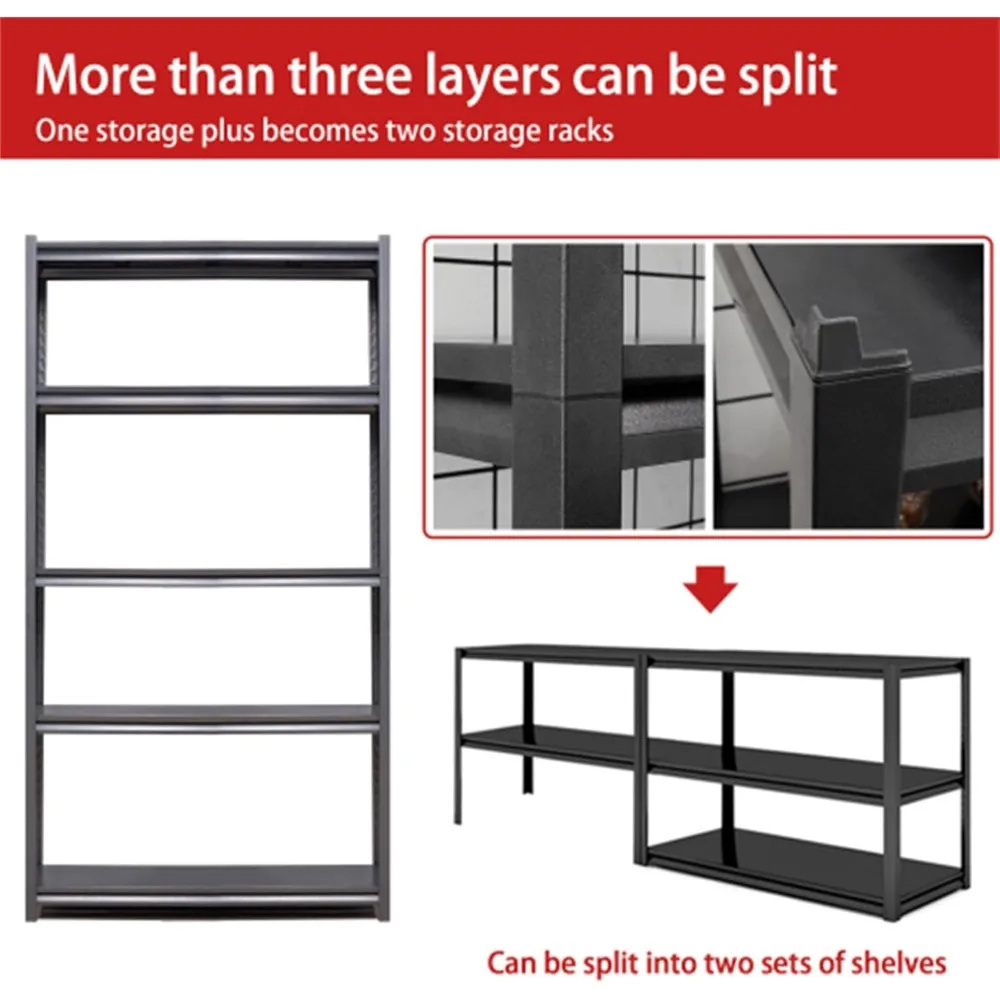 أرفف تخزين معدنية شديدة التحمل قابلة للتعديل مكونة من 5 طبقات للمرآب، سعة 2000 رطل، قوة صناعية، حل موفر للمساحة #6