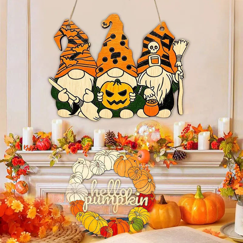 Halloween DIY Wooden Hanging Sign Plaque Unfinished Decorative Elements Signs for Shop Home Doors Windows Walls Christmas Gifts