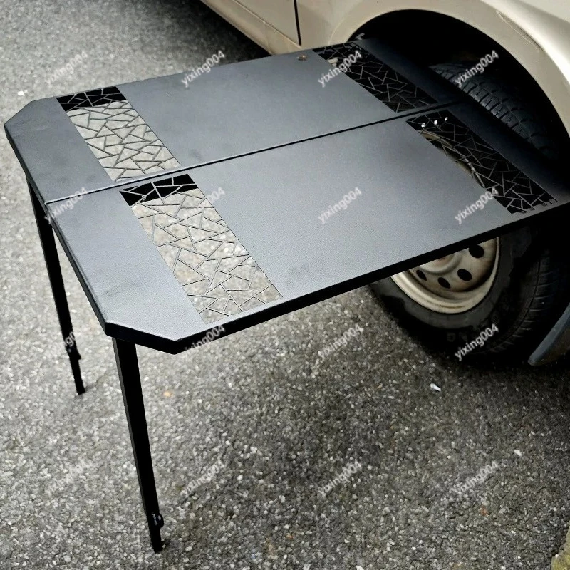 

Foldable Car Tire Table, Adjustable Height Portable Camping Table for Self-driving Travel Storage