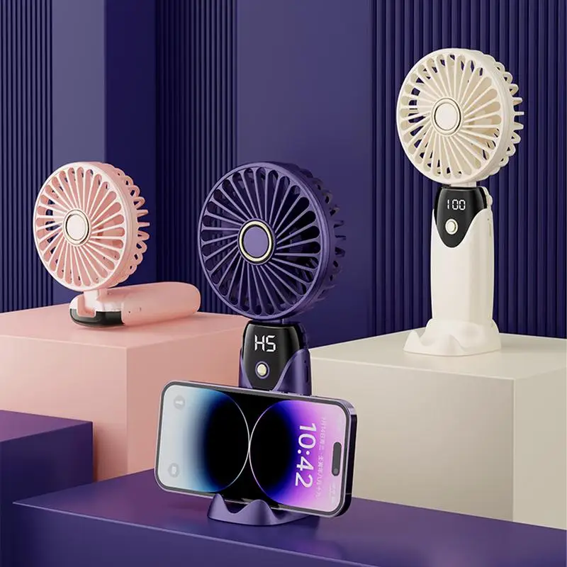 Folding USB Fan USB Charging Mini Cooling Fan Handheld Fast Cooling Outdoor Fan Foldable Cooler with LED Display for Camping Car
