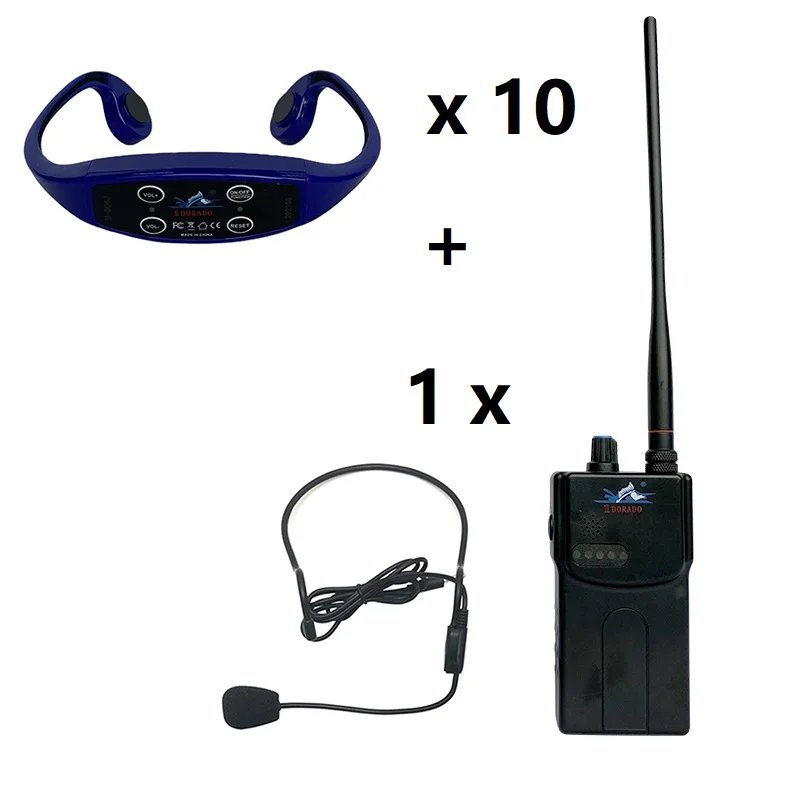 

Hot sell Swimtalk1 H900 Transmitter and H904 Waterproof Conduction Headphone Training System for Swimming with Earplug & No