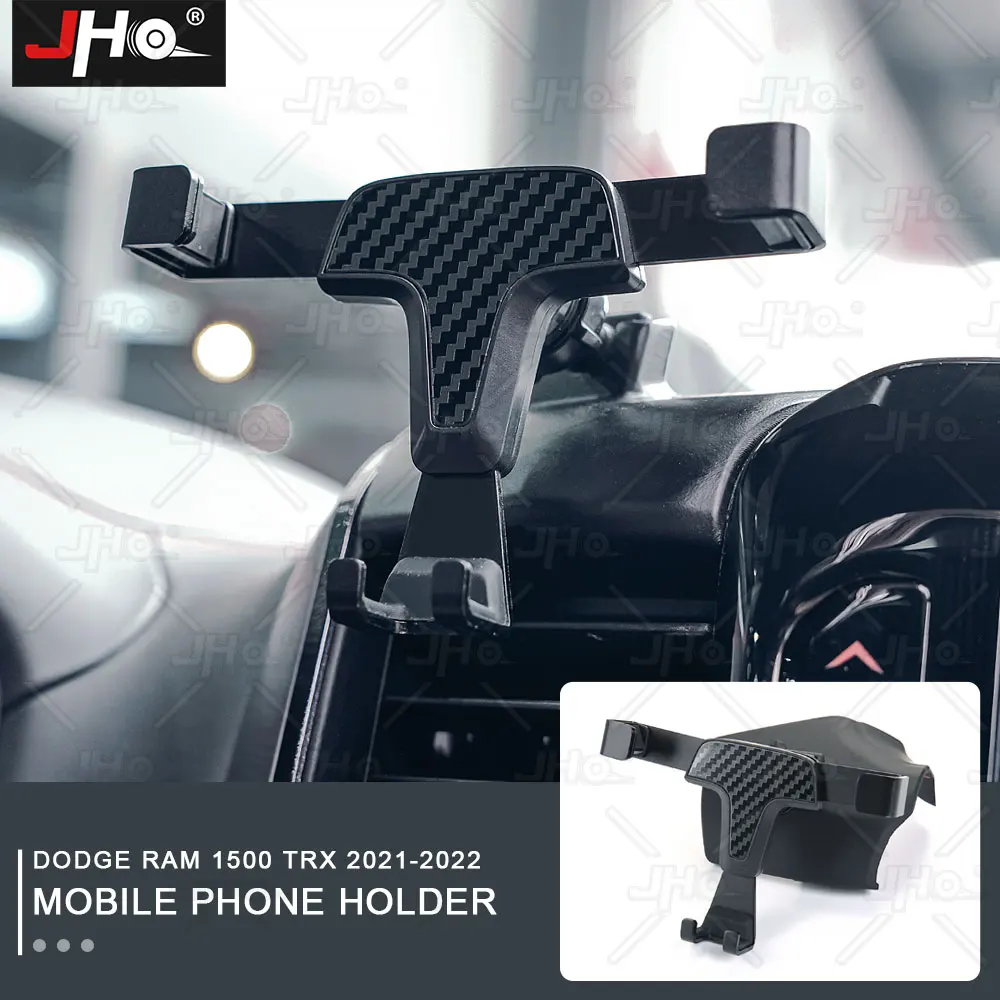 

JHO ABS Carbon Grain Air Vent Phone Holder Mount iPhone Support Bracket Fit for Ram 1500 TRX 2022 2023 Pickup Accessories