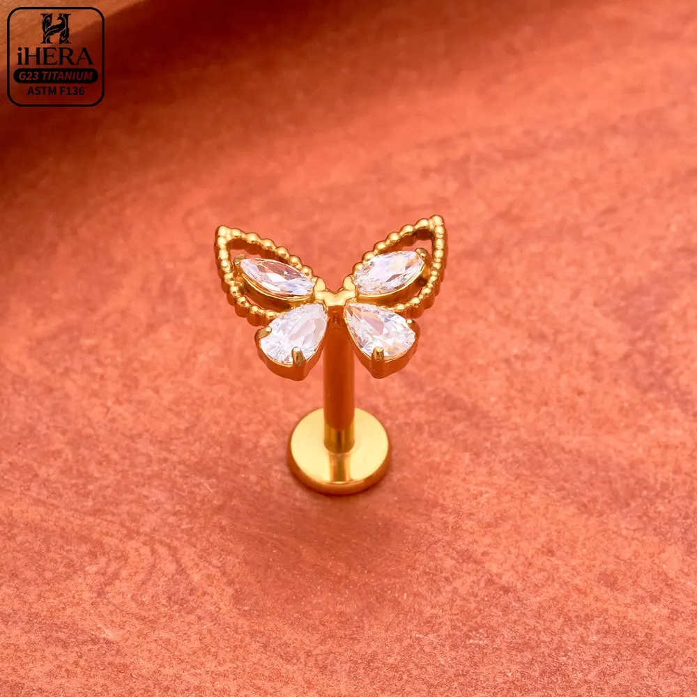 ASTM F136 Titan Piratenschädel Flachrück-Ohrpiercing Funkelnder CZ Seestern Halbmond Schlange Engel Labret Helix Tragus Schmuck – Detail 10