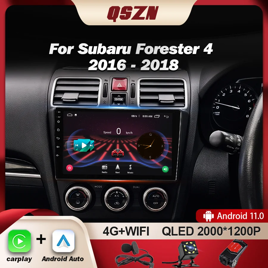 

Автомагнитола QSZN для Subaru Forester 4 SJ 2016-2018, мультимедийный видеоплеер с GPS-навигацией для Carplay, Android 12, Авторадио 2K QLED