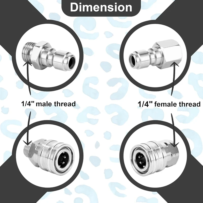 Pressure Washer Adapter Set Male Female Hose Adapter 1/4" Quick Connect Fittings for Connections to Hoses Pumps Ball Valves image 4