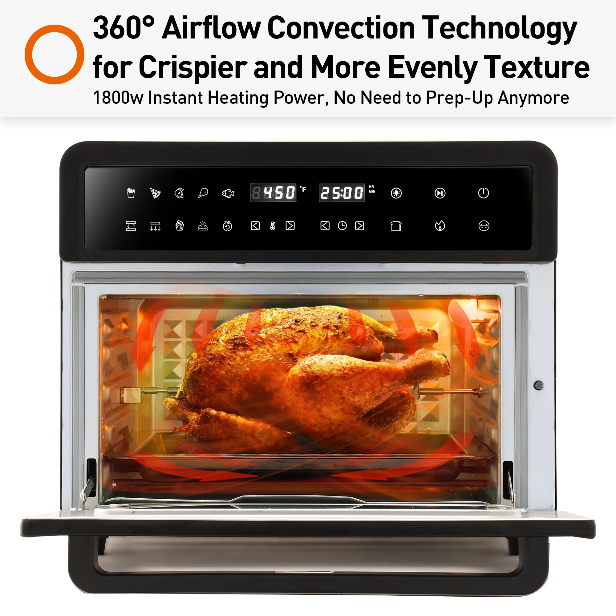 Joyoung 1800w 28qt ar fritadeira torradeira forno de convecção 13 funções predefinidas torradeira fritadeira de ar forno led digital tela sensível ao toque
